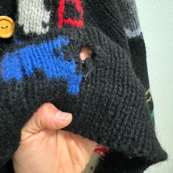 Vtg Moussie Susan Bristol Sweater Cardigan Wool ABCs Back To School Novelty S - Picture 6 of 10